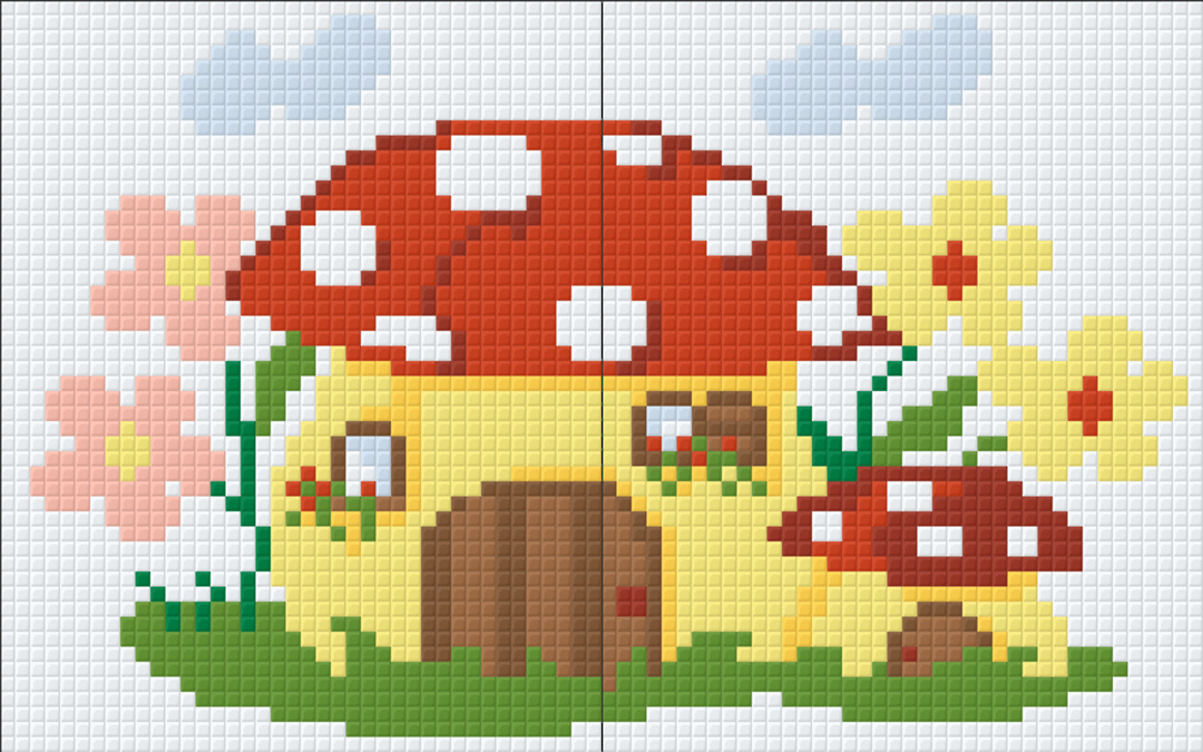 Toadstool House Two [2] Baseplate PixelHobby Mini-mosaic Art Kit image 0